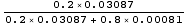 0.2×0.03087/(0.2×0.03087 + 0.8×0.00081)
