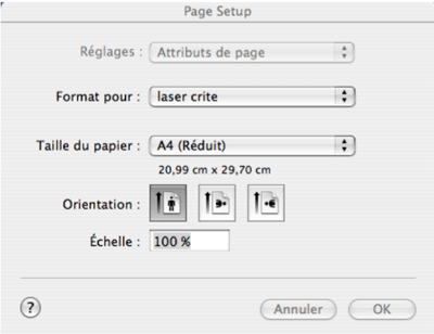 Fonction impression Macintosh 10.4.11