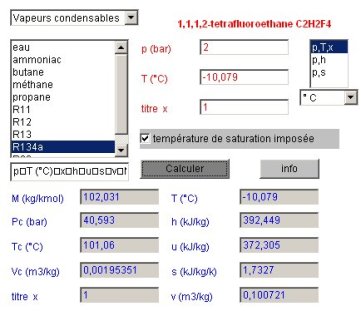 Etat saturation évaporateur