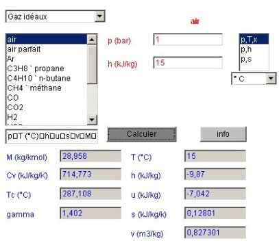 Calculateur point 1 (gaz idéal)