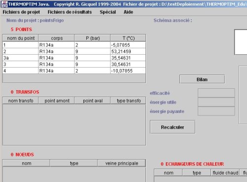 Cycle frigorifique dans le simulateur