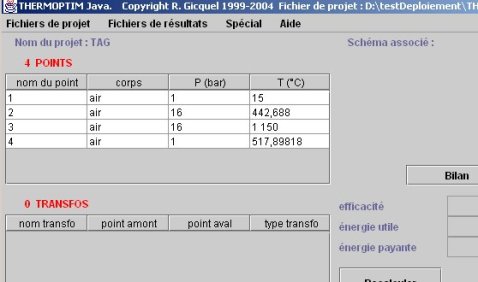 Cycle de turbine à gaz simplifié dans le simulateur