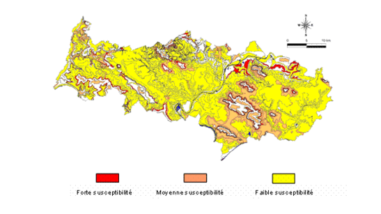 Figure E5 : Carte de susceptibilité du département du Val d'Oise (BRGM)