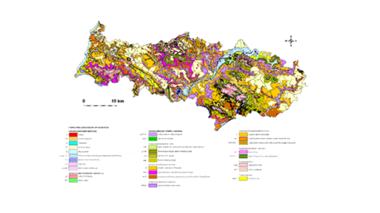 Figure E6 : Répartition des sinistres (points noirs) sur la carte géologique du Val d'Oise (BRGM)