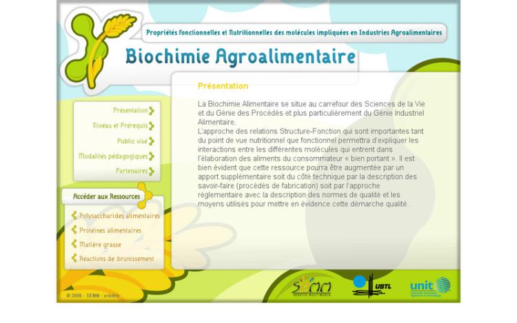 Accédez à la ressource pédagogique Biochimie agroalimentaire : ensemble des cours