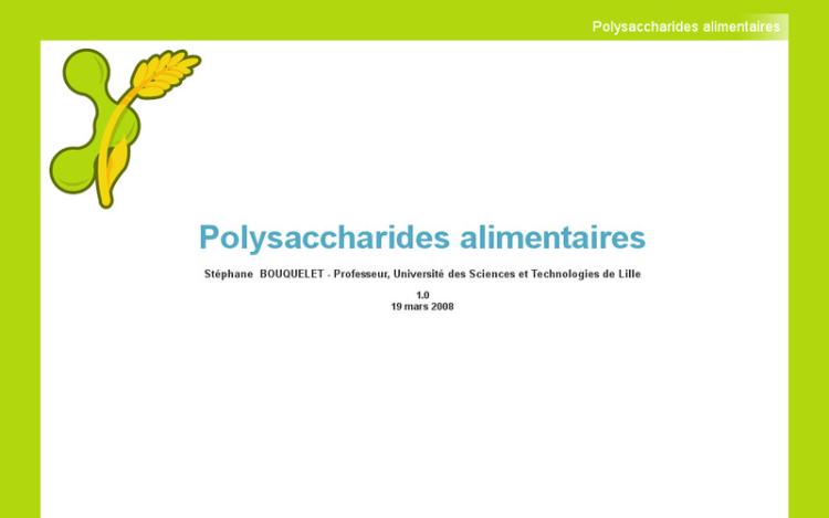 Accédez à la ressource pédagogique Polysaccharides alimentaires (Biochimie Agroalimentaire)