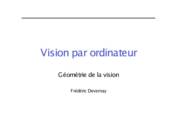 Accédez à la ressource pédagogique Géométrie de la vision (série : Vision par ordinateur)