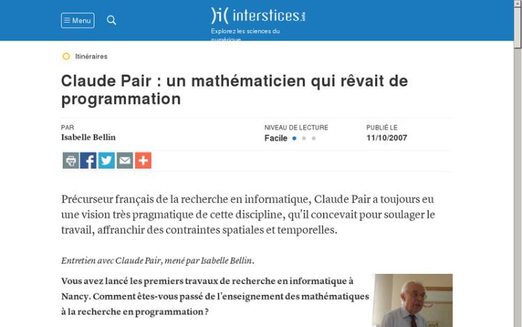 Accédez à la ressource pédagogique Claude Pair : un mathématicien qui rêvait de programmation