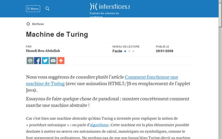 Accédez à la ressource pédagogique Machine de Turing