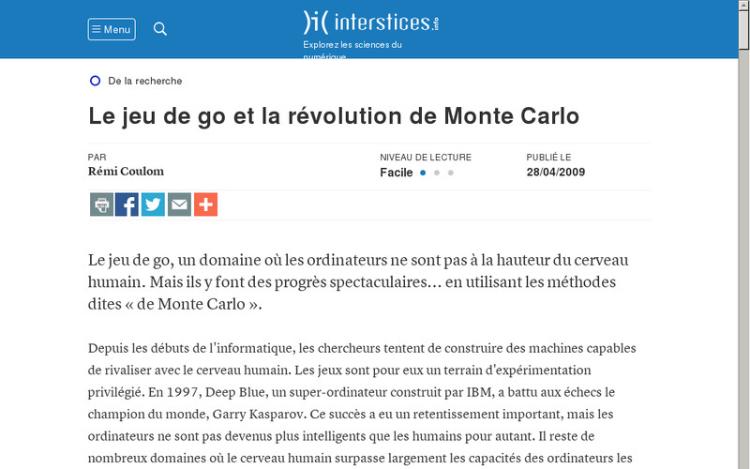 Accédez à la ressource pédagogique Le jeu de go et la révolution de Monte Carlo