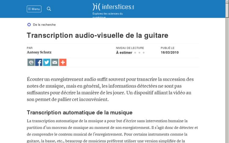 Accédez à la ressource pédagogique Transcription audio-visuelle de la guitare