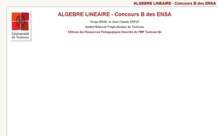 Accédez à la ressource pédagogique Algèbre Linéaire - Concours B des ENSA