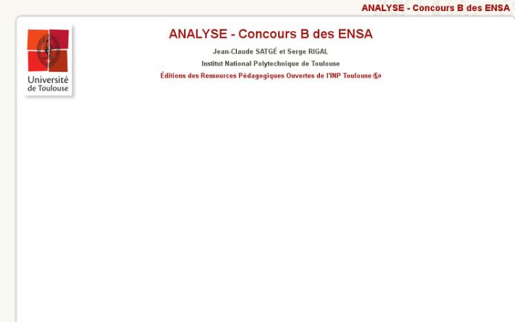 Accédez à la ressource pédagogique Analyse - Concours B des ENSA