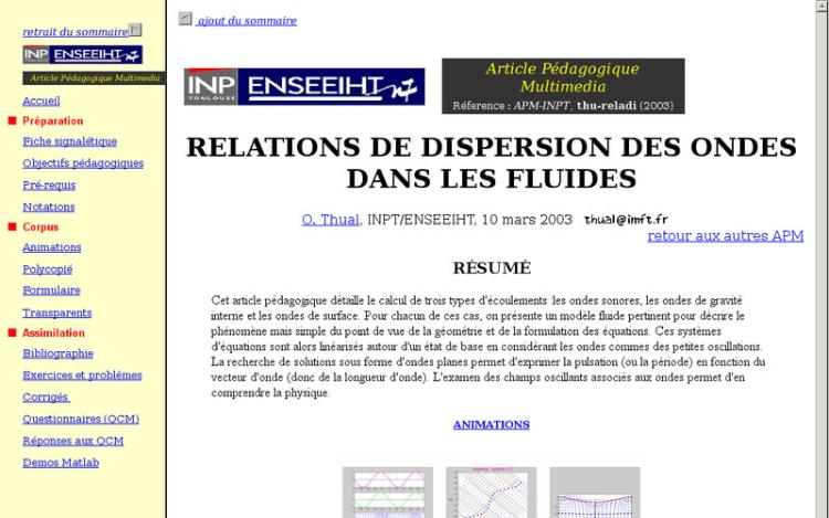 Accédez à la ressource pédagogique Relations de dispersion des ondes dans les fluides (Ondes et instabilités)