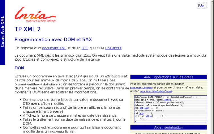 Accédez à la ressource pédagogique TP XML 2 : Programmation avec DOM et SAX (série : Technologies XML)