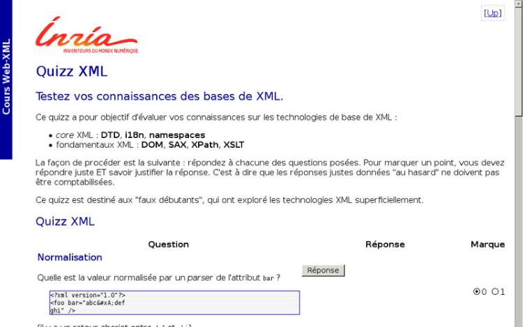 Accédez à la ressource pédagogique Quiz XML (série : Technologies XML)