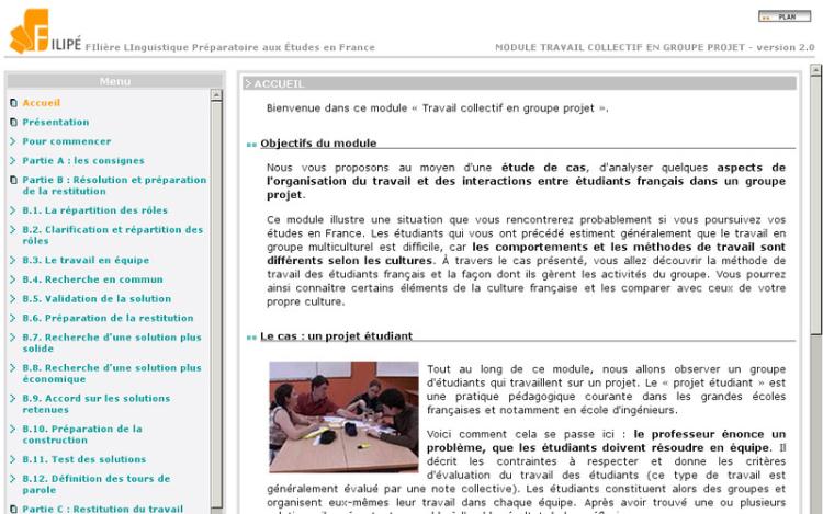 Accédez à la ressource pédagogique Travail collectif en groupe projet (Filière Linguistique Préparatoire aux Études en France - FILIPÉ)