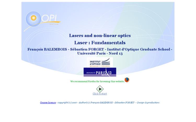 Accédez à la ressource pédagogique Laser : Fundamentals. (Optique Pour l'Ingénieur : Lasers et optique non linéaire)