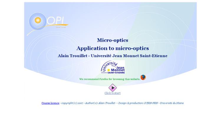 Accédez à la ressource pédagogique Application to micro-optics. (Optique Pour l'Ingénieur : Micro optique)