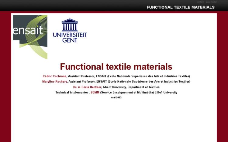 Accédez à la ressource pédagogique Functional textile materials (INNOV’TEX)